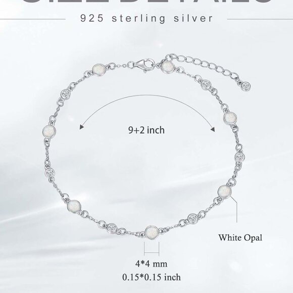Anklet Bracelet Sterling Silver Natural Opal Beach Summer Jewelry Gift - Picture 6 of 7